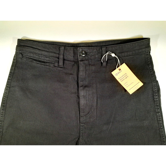 Quince Organic Stretch Cotton Twill Wide-Leg Crop Pant Black Size 32 NWT - Picture 2 of 13
